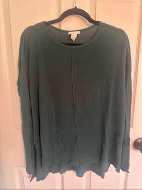 H&M Forest Green Ribbed Crewneck Top